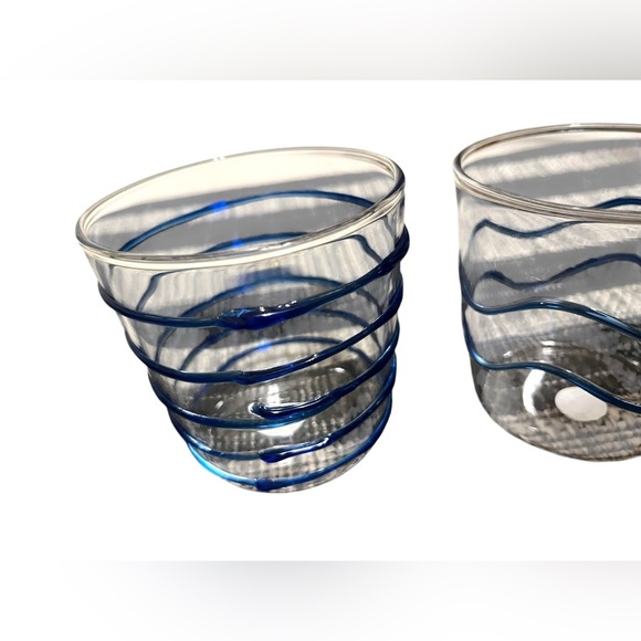 Mariposa Applique Blue Double Old-Fashioned Cocktail Glasses Set Of 2 - Picture 3 of 10